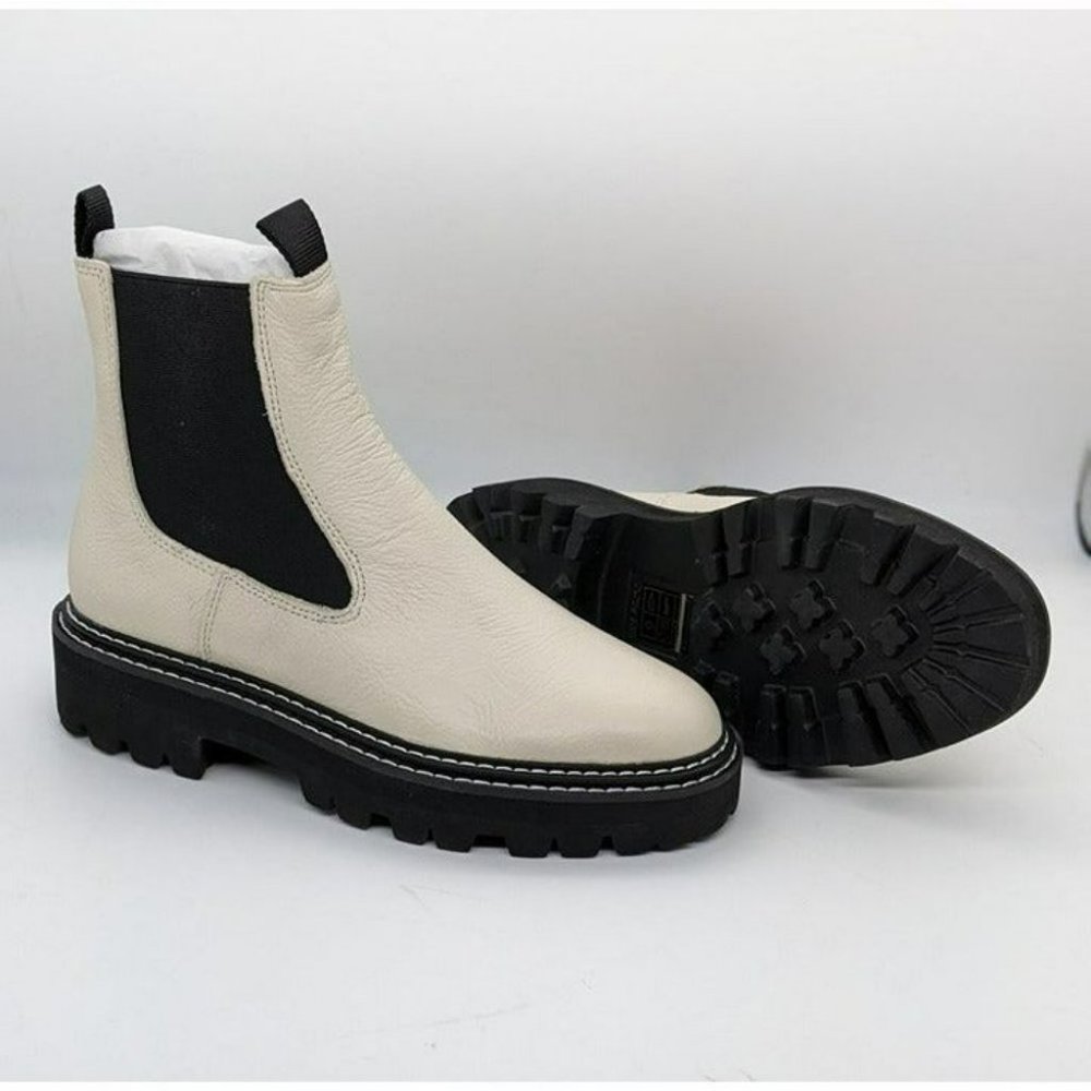 Dolce Vita Moana Women's Ivory Leather Chelsea Combat Boots 7 M, MSRP: $120
